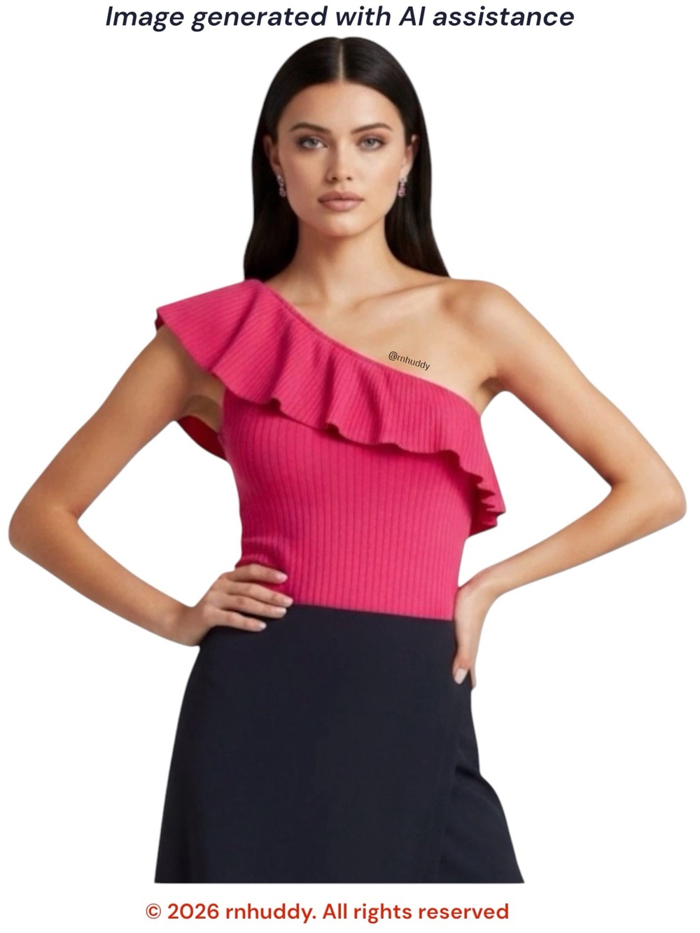 About Us (Revolve) XS pink one shoulder ribbed ruffle top